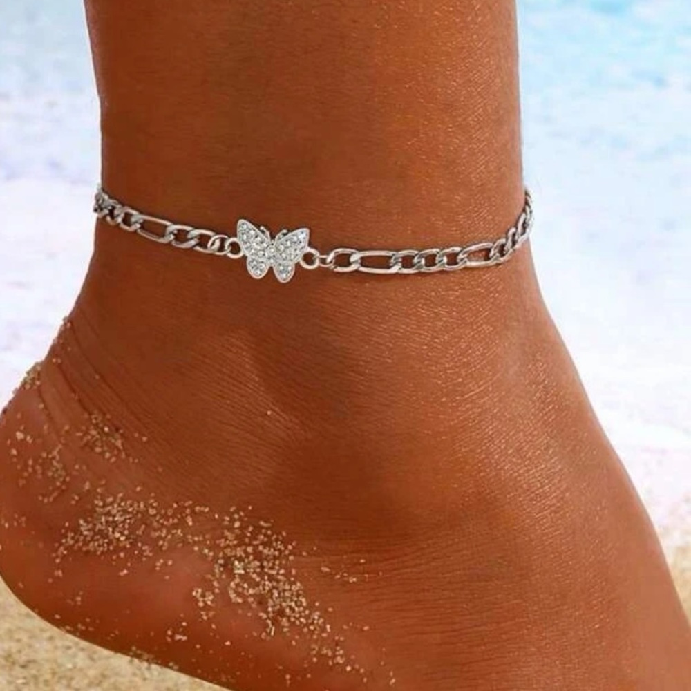 New  rhinestone butterfly  charm ankle bracelet